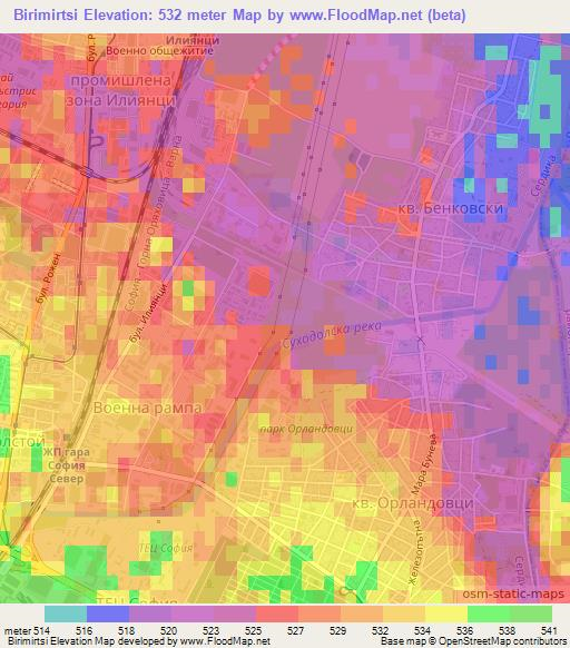 Birimirtsi,Bulgaria Elevation Map