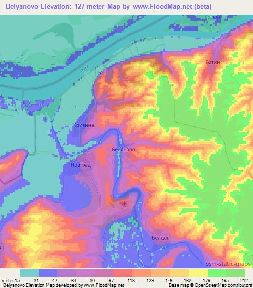 Belyanovo,Bulgaria Elevation Map