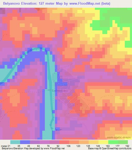 Belyanovo,Bulgaria Elevation Map