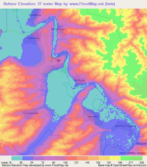 Beltsov,Bulgaria Elevation Map