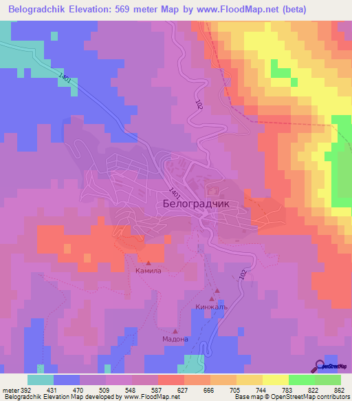 Belogradchik,Bulgaria Elevation Map