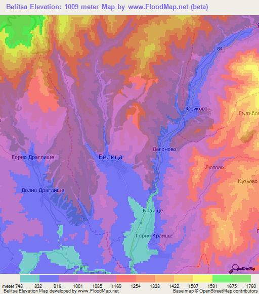 Belitsa,Bulgaria Elevation Map