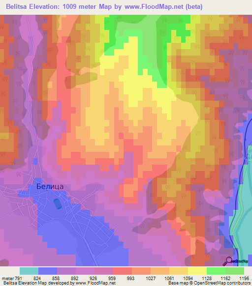 Belitsa,Bulgaria Elevation Map