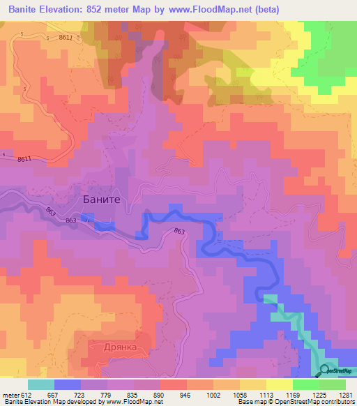 Banite,Bulgaria Elevation Map