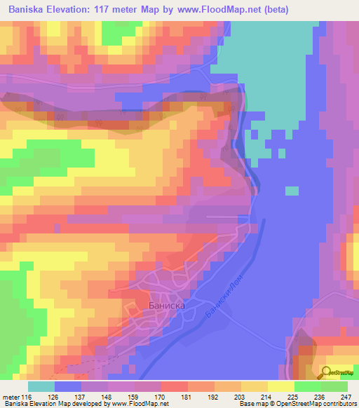 Baniska,Bulgaria Elevation Map