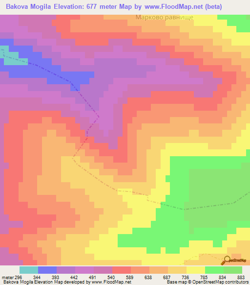 Bakova Mogila,Bulgaria Elevation Map