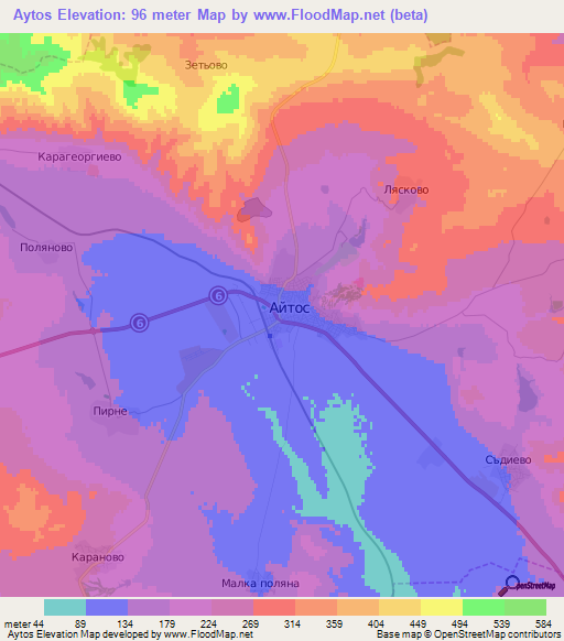 Aytos,Bulgaria Elevation Map