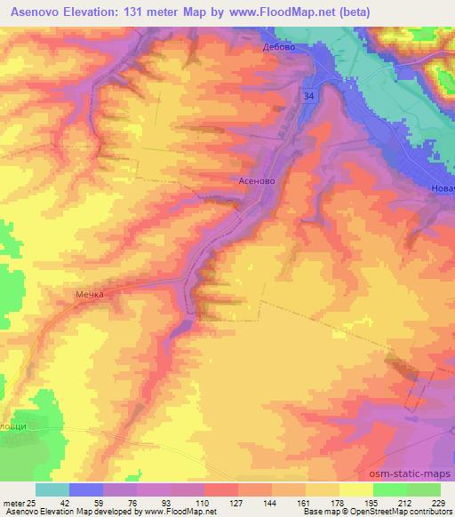 Asenovo,Bulgaria Elevation Map