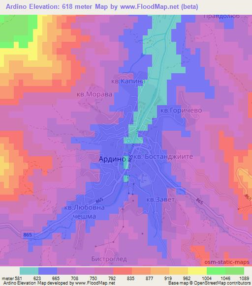 Ardino,Bulgaria Elevation Map