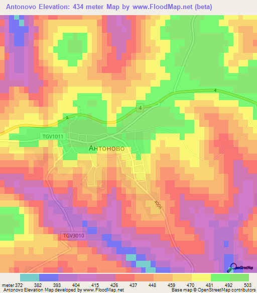 Antonovo,Bulgaria Elevation Map