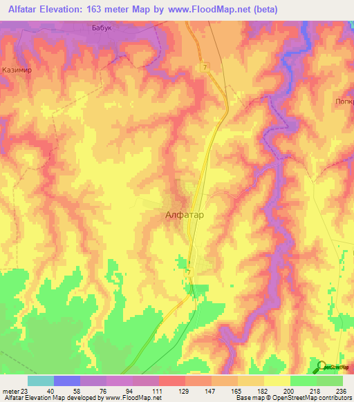 Alfatar,Bulgaria Elevation Map