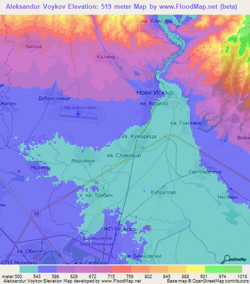 Aleksandur Voykov,Bulgaria Elevation Map