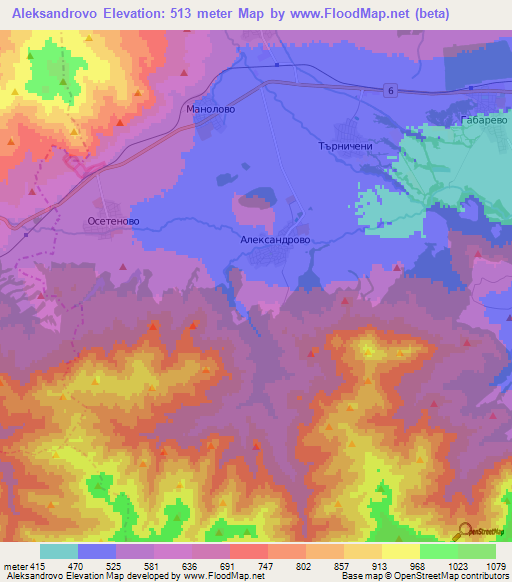 Aleksandrovo,Bulgaria Elevation Map