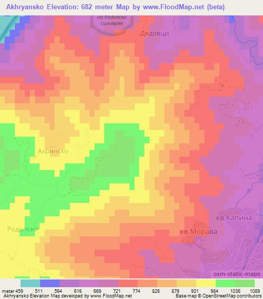Akhryansko,Bulgaria Elevation Map