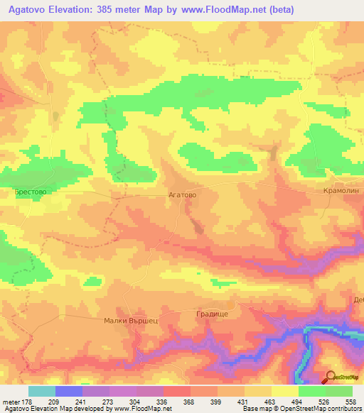 Agatovo,Bulgaria Elevation Map