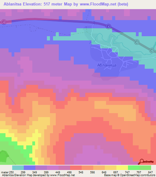 Ablanitsa,Bulgaria Elevation Map