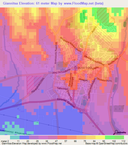 Giannitsa,Greece Elevation Map