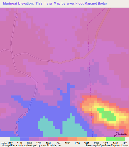Muringai,Zimbabwe Elevation Map