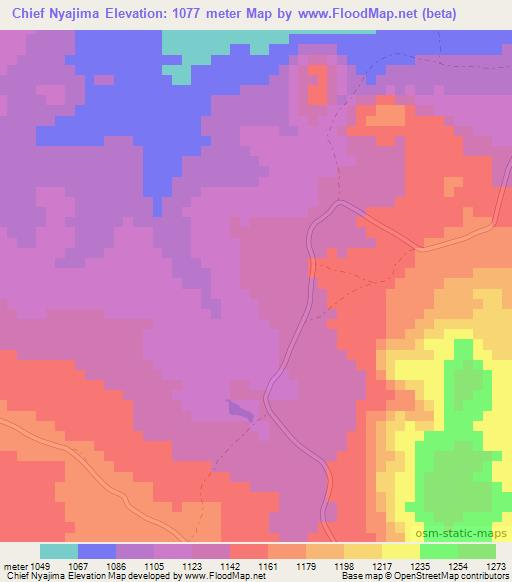 Chief Nyajima,Zimbabwe Elevation Map