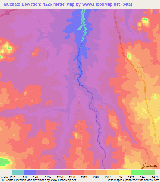 Muchato,Zimbabwe Elevation Map