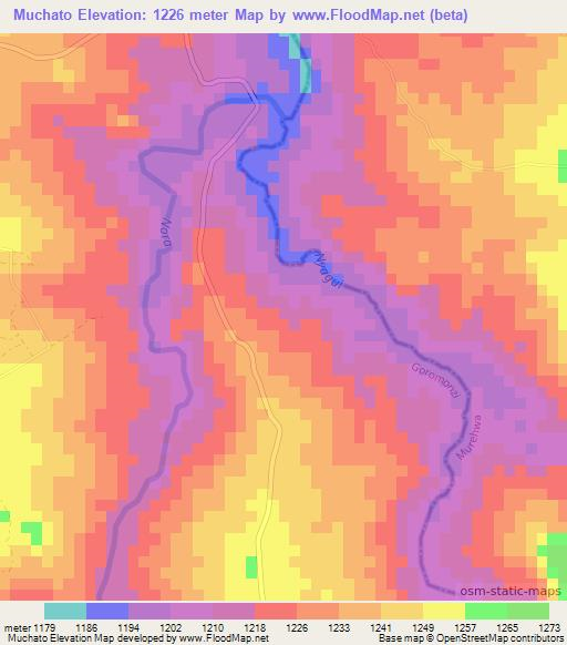 Muchato,Zimbabwe Elevation Map