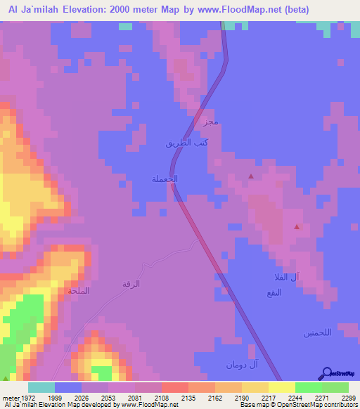 Al Ja`milah,Yemen Elevation Map