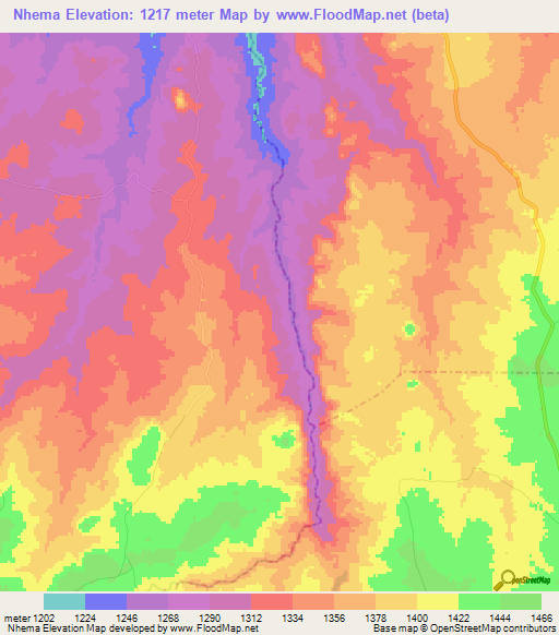 Nhema,Zimbabwe Elevation Map