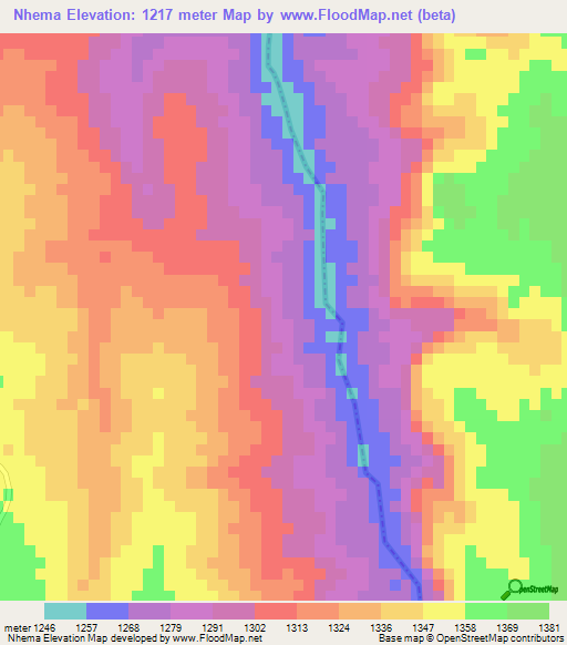 Nhema,Zimbabwe Elevation Map