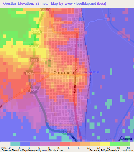 Orestias,Greece Elevation Map