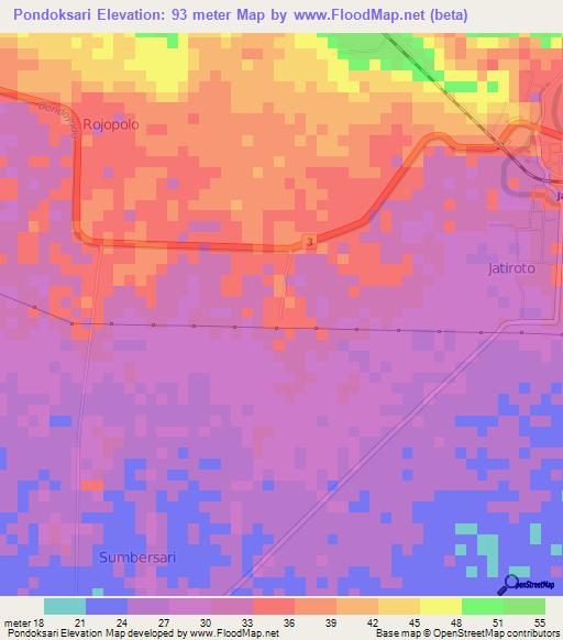 Pondoksari,Indonesia Elevation Map