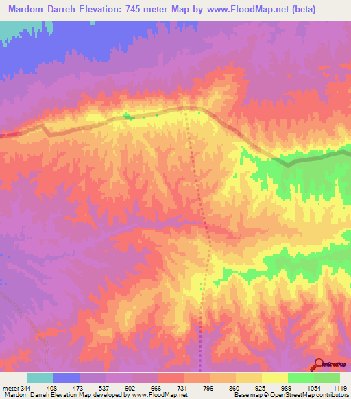 Mardom Darreh,Iran Elevation Map