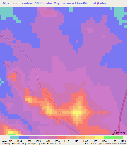Mukunga,Zimbabwe Elevation Map