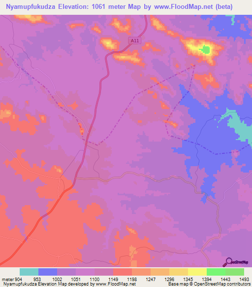 Nyamupfukudza,Zimbabwe Elevation Map