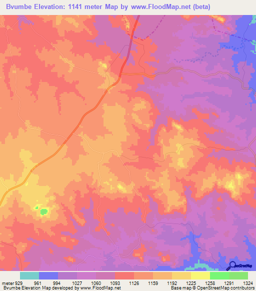 Bvumbe,Zimbabwe Elevation Map