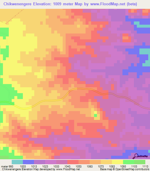 Chikwenengere,Zimbabwe Elevation Map