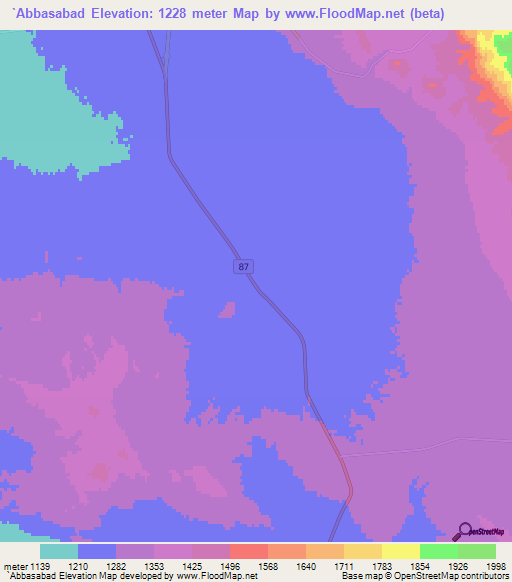 `Abbasabad,Iran Elevation Map