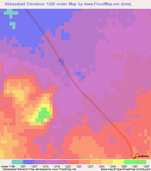`Abbasabad,Iran Elevation Map