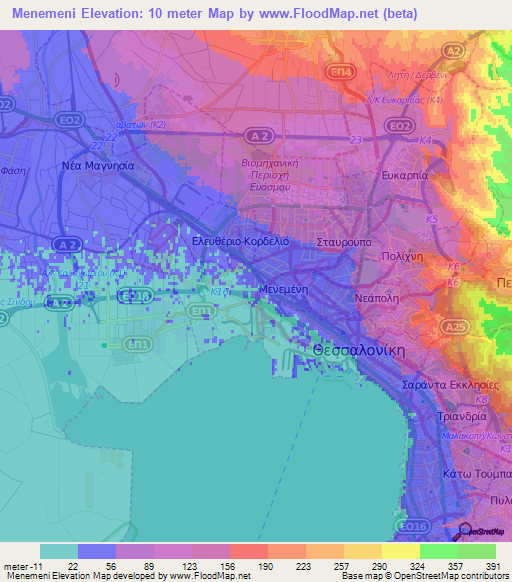 Menemeni,Greece Elevation Map