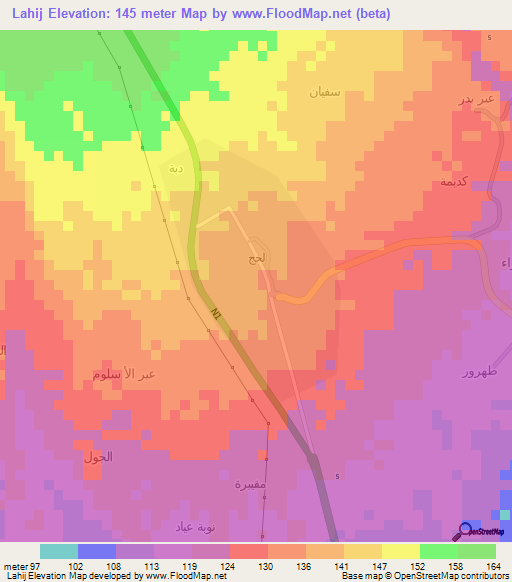 Lahij,Yemen Elevation Map