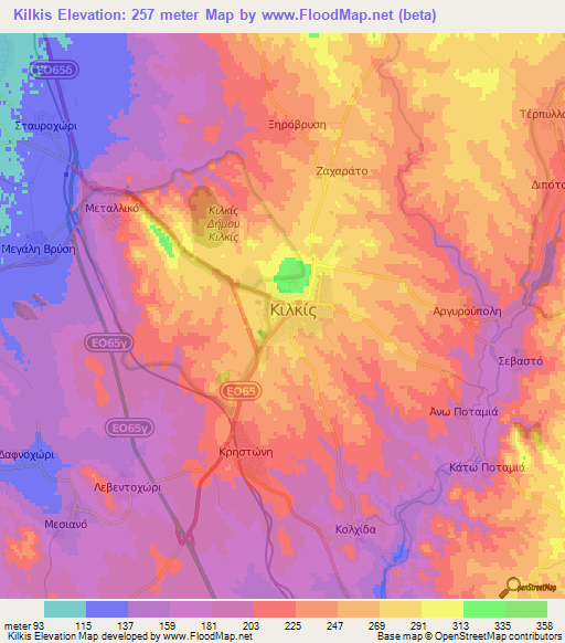 Kilkis,Greece Elevation Map