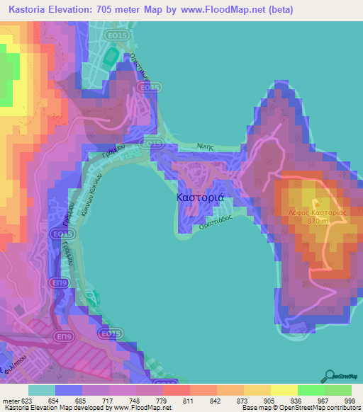 Kastoria,Greece Elevation Map