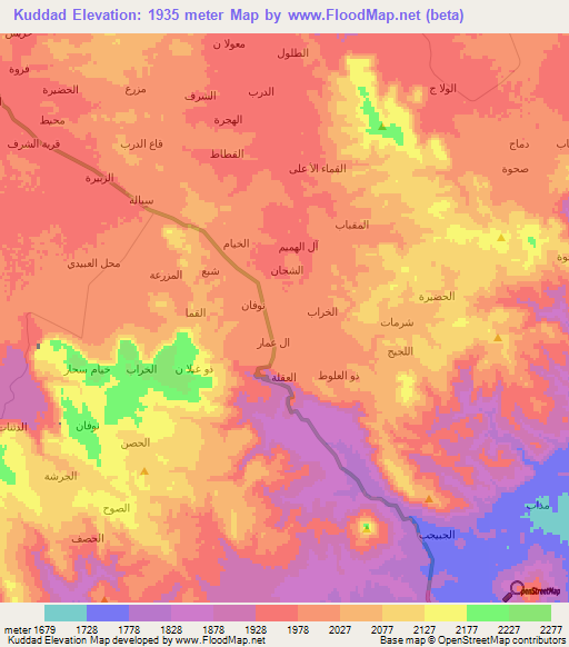 Kuddad,Yemen Elevation Map