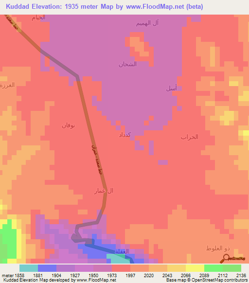Kuddad,Yemen Elevation Map