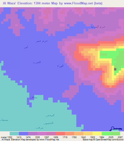 Al Waza',Yemen Elevation Map
