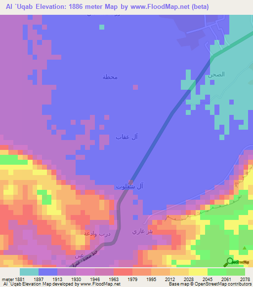 Al `Uqab,Yemen Elevation Map