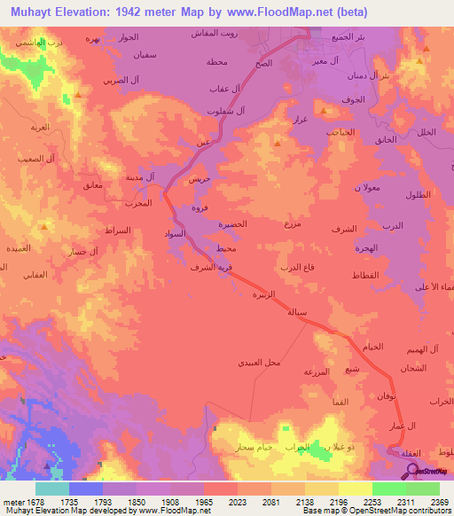 Muhayt,Yemen Elevation Map
