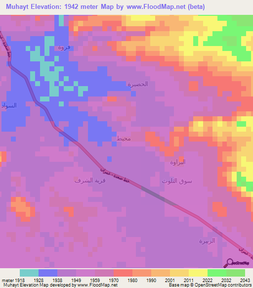 Muhayt,Yemen Elevation Map