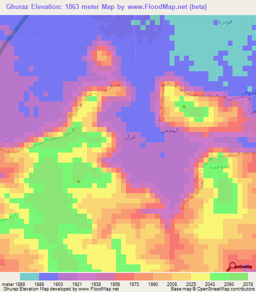Ghuraz,Yemen Elevation Map