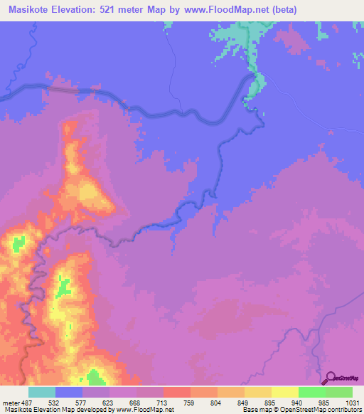 Masikote,Zimbabwe Elevation Map