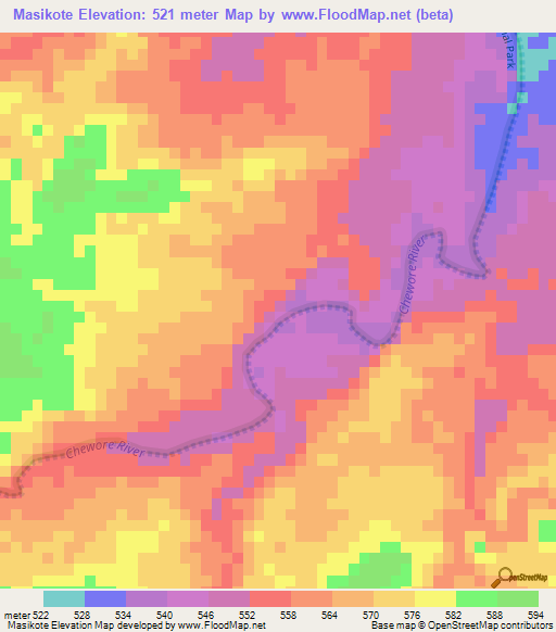 Masikote,Zimbabwe Elevation Map